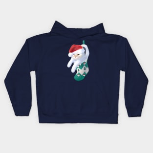 Kitten in Christmas Stocking Kids Hoodie